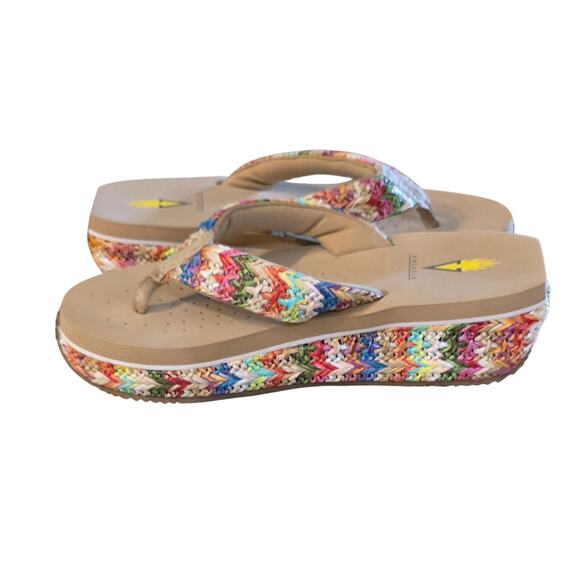 Volatile  Multi Color Woven Wedge Flip Flop Sandals Size 8 Women's textile - Picture 3 of 6